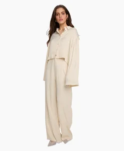 Flash Sale Pantalon Woven Satin Ecru Dames Broeken