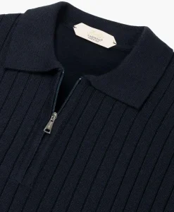 Best Sale Pullover Rib Zip Polos Ls Donker Blauw Heren Truien