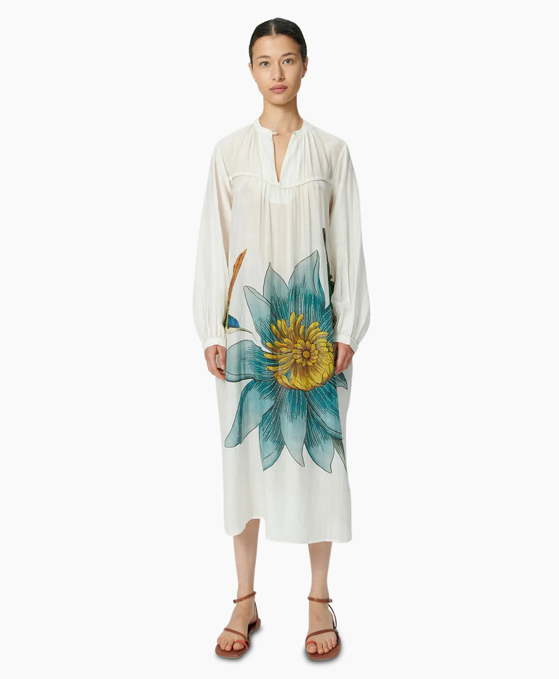 Sale Maxi Jurk Daisy Embroidered Blauw Dames Bruiloftskleding