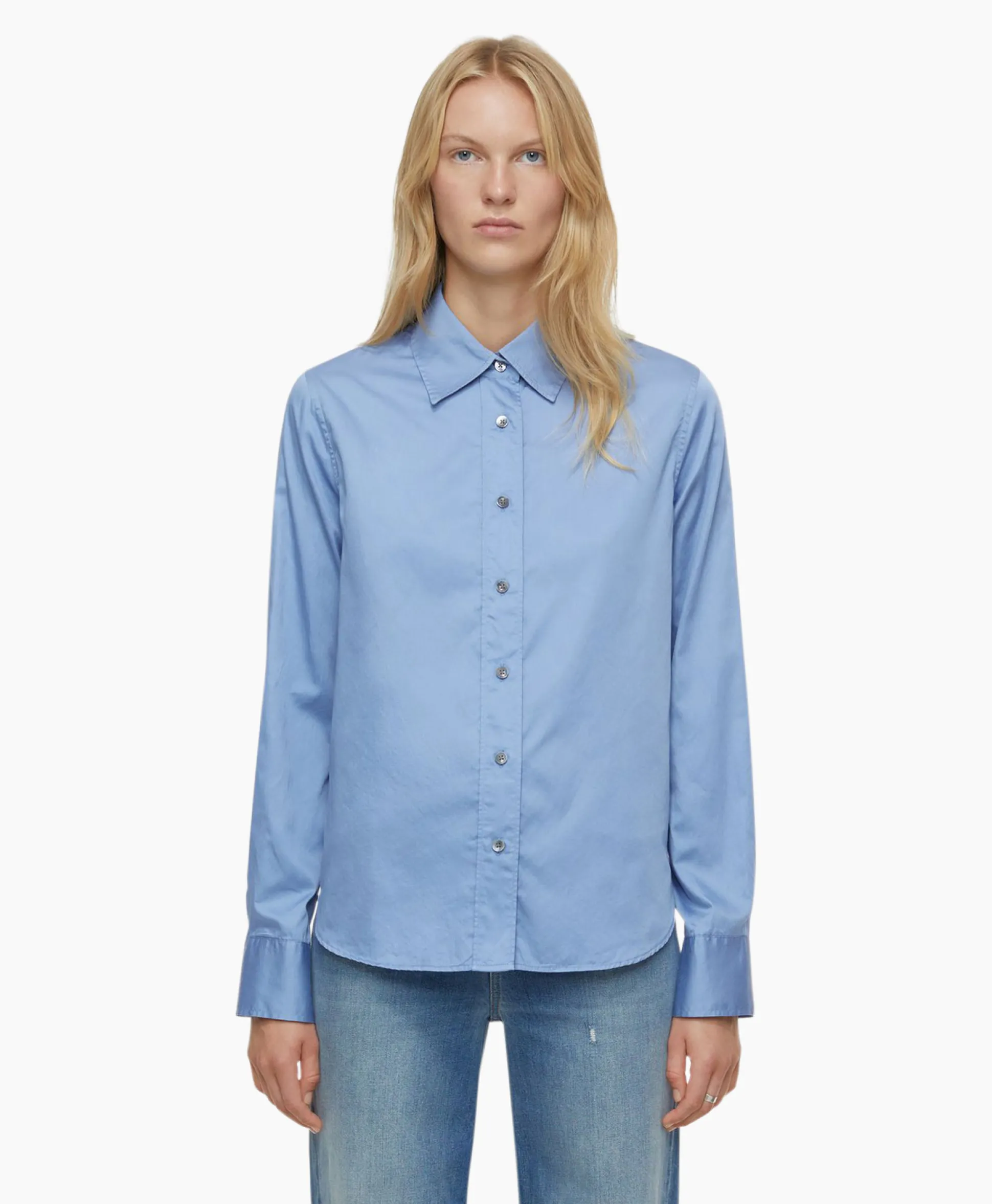 Shop Blouse Straight Fitted Blauw Dames Blouses