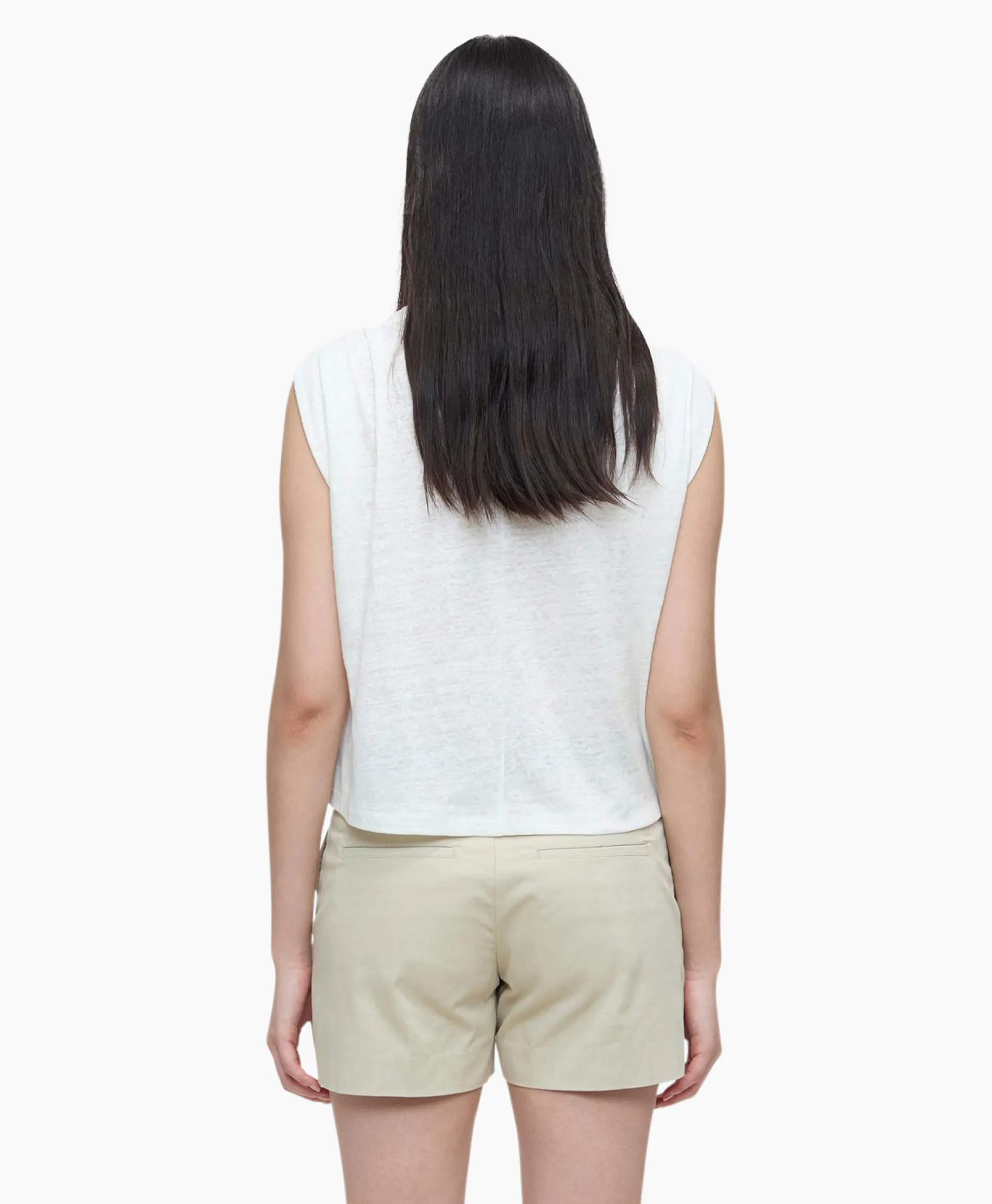 Fashion Top Pleated Sleeveless Ecru Dames T-Shirts & Tops
