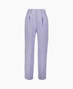 Outlet Pantalon Chic Linen Herringbone High Waist Lila Dames Broeken