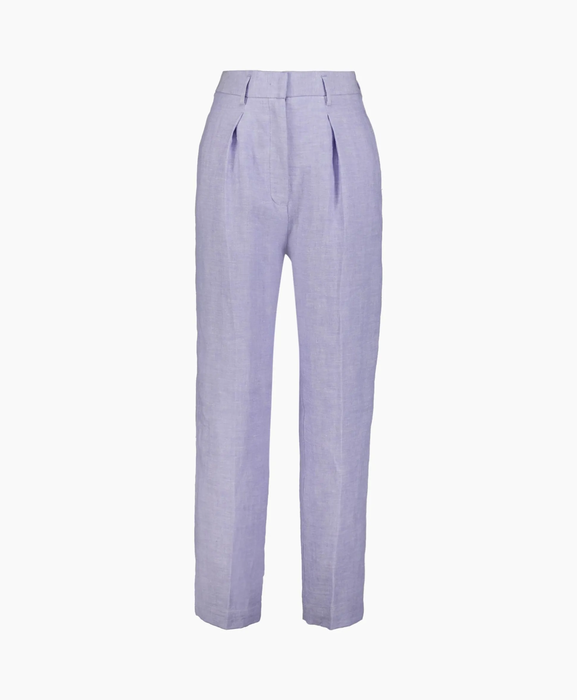 Outlet Pantalon Chic Linen Herringbone High Waist Lila Dames Broeken
