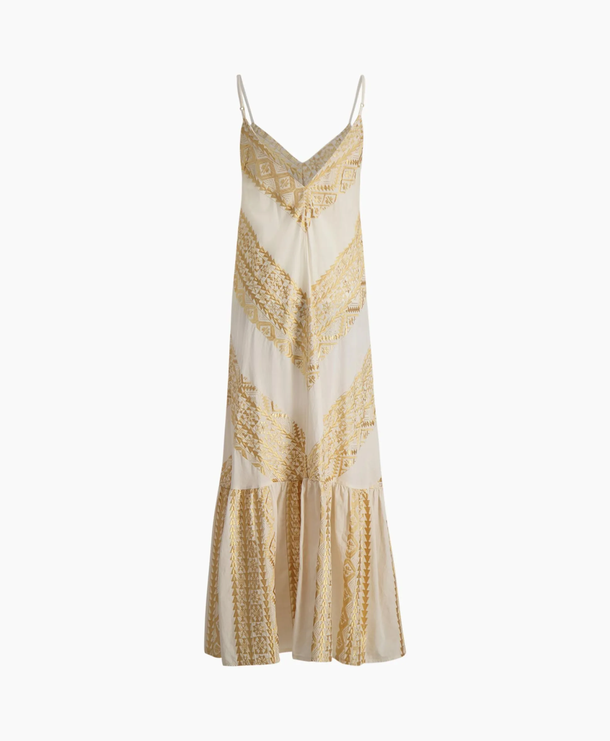 Outlet Maxi Jurk Long All Over Old Straps Ivoor / Naturel Dames Bruiloftskleding