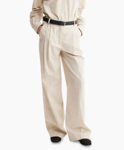 Cheap Pantalon Wide Leg Pleated Chino Zand Dames Broeken
