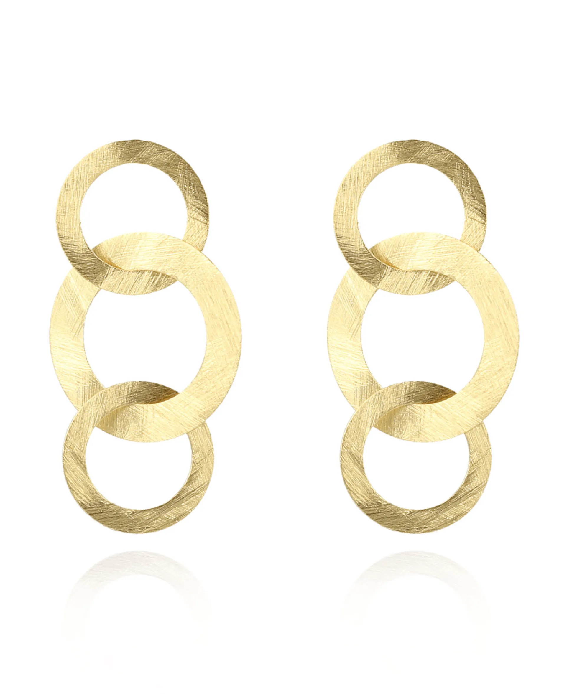 Clearance Oorbellen Tripple Rounde Op Goud Dames Sieraden