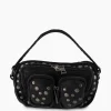 Fashion Crossbody Tas Helena Rivet Washed Black Zwart Dames Tassen