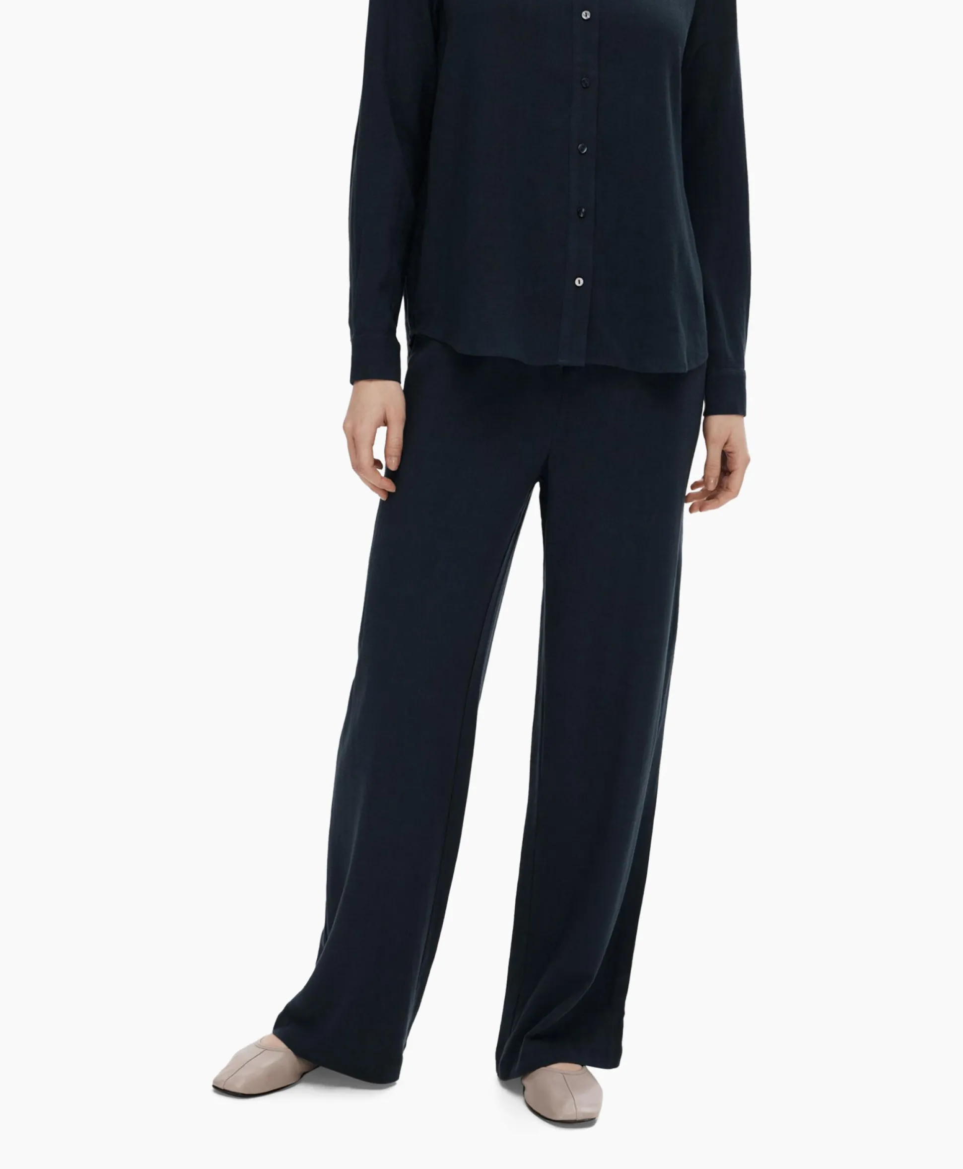 Clearance Broek Viva-Gulia Mw Long Linen Pant No Donker Blauw Dames Broeken