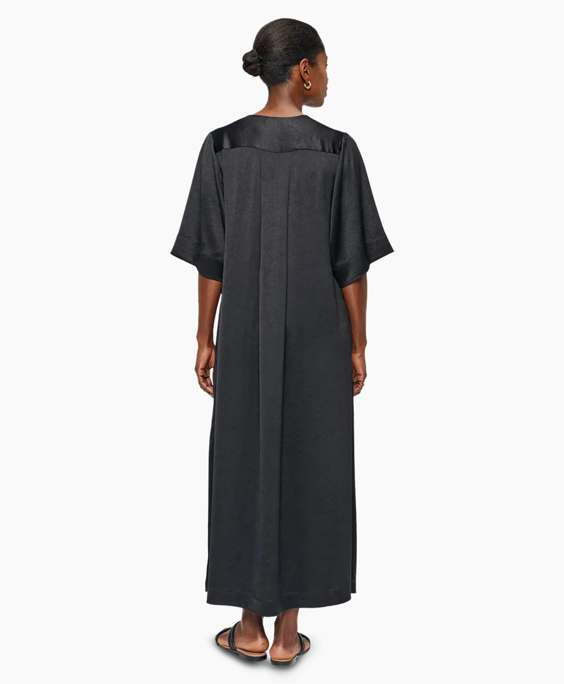 Hot Maxi Jurk Satin T-Shirt Zwart Dames Jurken